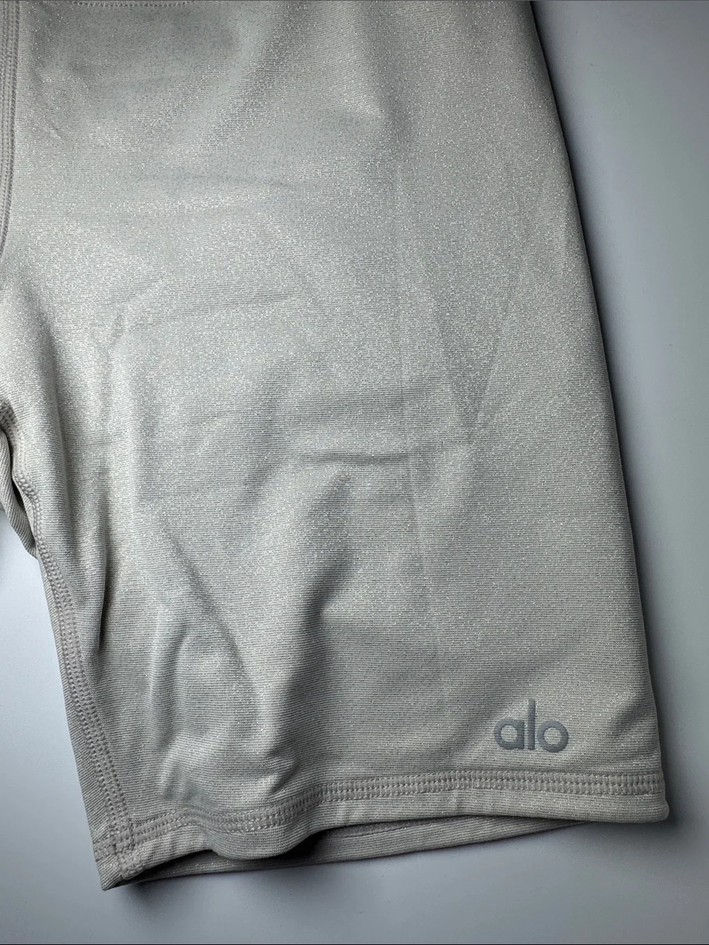 ALO Yoga High-Rise Bike Shorts in Light Taupe